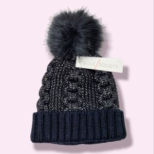Sole Society Chainlink Cuff Pom Hat